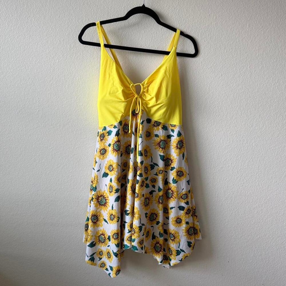 Yellow sunflower swim dress